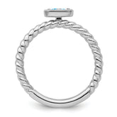 14k White Gold Stackable Expressions Blue Topaz Twisted Ring